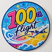 100. Flug farbenfrohes Flugzeug Reise Souvenir Button (Vorderseite)