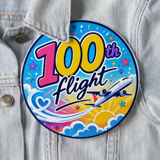 100. Flug farbenfrohes Flugzeug Reise Souvenir Button (Beispiel)