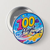 100. Flug farbenfrohes Flugzeug Reiseandenken Button (Vorne & Hinten)