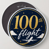 100. Flug Gold Flugzeug Reise Erinnerung Button (Vorne & Hinten)