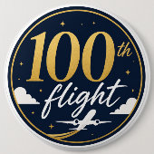 100. Flug Gold Flugzeug Reise Erinnerung Button (Vorderseite)