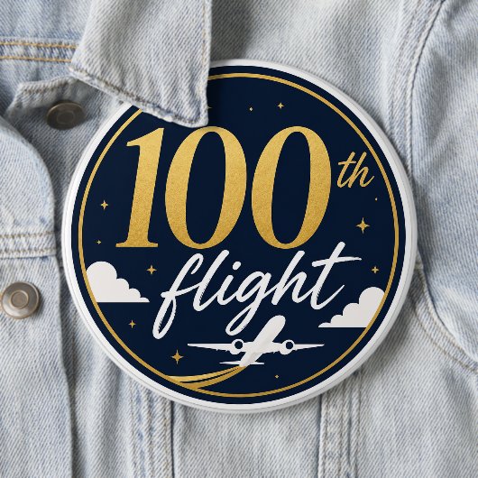 100. Flug Gold Flugzeug Reise Erinnerung Button (Beispiel)