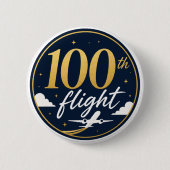 100. Flug Gold Flugzeug Reise Erinnerung Button (Vorderseite)
