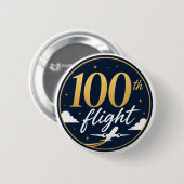 100. Flug Gold Flugzeug Reise Erinnerung Button (Vorne & Hinten)