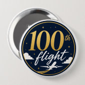 100. Flug Gold Flugzeug Reise Erinnerung Button (Vorne & Hinten)