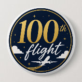 100. Flug Gold Flugzeug Reise Erinnerung Button (Vorderseite)