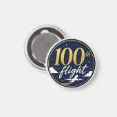 100. Flug Gold Flugzeug Reise Erinnerung Magnet (Vorderseite/Rückseite)