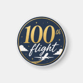 100. Flug Gold Flugzeug Reise Erinnerung Magnet (Vorne)