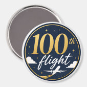 100. Flug Gold Flugzeug Reise Erinnerung Magnet (Vorderseite/Rückseite)