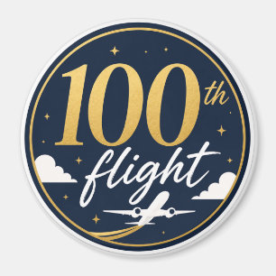 100. Flug Gold Flugzeug Reise Erinnerung Magnet