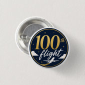 100. Flug Gold Flugzeug Reise Souvenir Button (Vorne & Hinten)