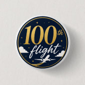 100. Flug Gold Flugzeug Reise Souvenir Button (Vorderseite)