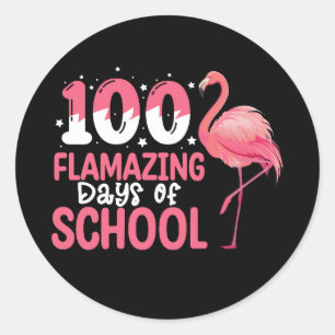 100 Flverblüffende Tage der Schule Flamingo Lehrer Runder Aufkleber