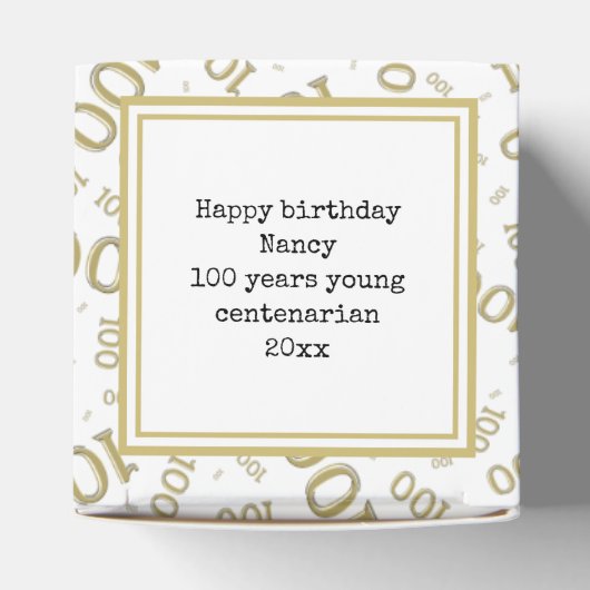100. Foto Keepake Gold/White Number Pattern Geschenkschachtel (Oben)