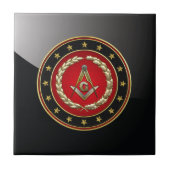 [100] Freimaurerquadrat und Kompassse [3. Grad] Fliese (Vorderseite)