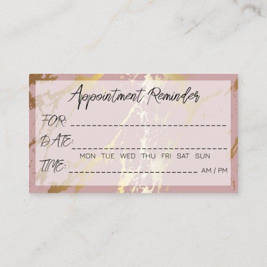 100 Friseur Erinnerung Rosa Marmor Visitenkarte (Rückseite)