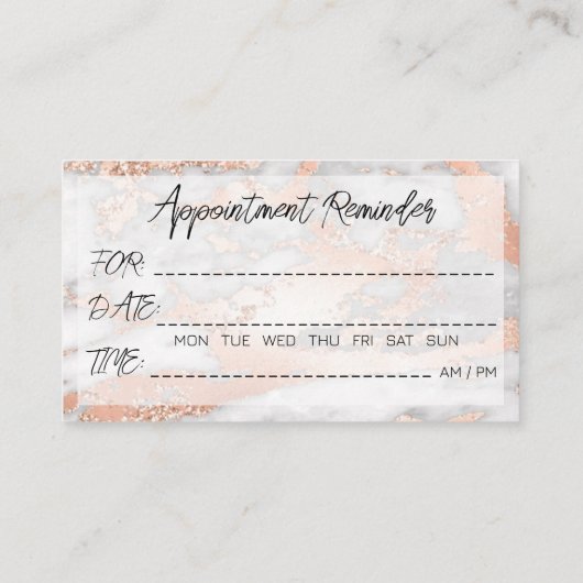 100 Friseur Erinnerung Rosa Marmor Visitenkarte (Rückseite)