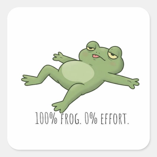 100% Frosch. 0 % Aufwand Quadratischer Aufkleber (Vorderseite)