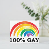 100% Gay Postkarte (Stehend Vorderseite)