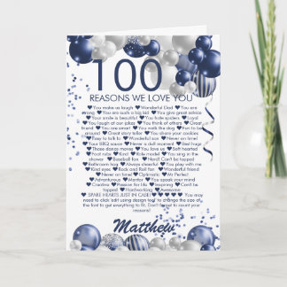 100. Geburtstag 100 Gründe für unsere Liebe Karte