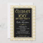 100. Geburtstag Art Deco Gatsby Roaring 1920er Par Einladung (Vorderseite)