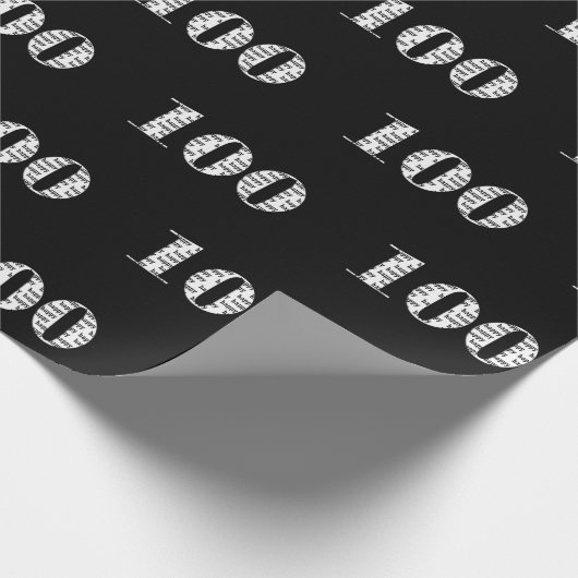 100. Geburtstag auf schwarz Geschenkpapier (Ecke)