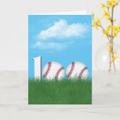 100. Geburtstag Baseball auf grünem Gras Karte (Gelbe Blume)