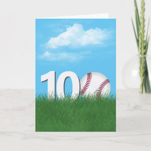 100. Geburtstag Baseball in grünem Gras Karte