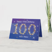 100. Geburtstag - Blue Gold Star Number - ALT Karte (Vorderseite)