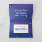 100. Geburtstag - Blue Gold Star Number - ALT Karte (Innenseite)