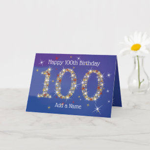 100. Geburtstag - Blue Gold Star Number - ALT Karte
