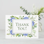 100. Geburtstag Blue Hydrangeas Dankeskarte (Stehend Vorderseite)