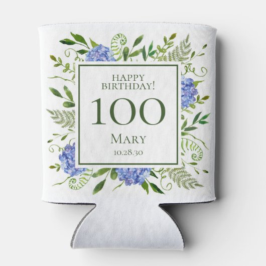 100. Geburtstag Blue Hydrangeas Dosenkühler (Rückseite)