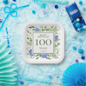 100. Geburtstag Blue Hydrangeas Pappteller (Party)