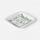 100. Geburtstag Blue Hydrangeas Pappteller (Gewinkelt)