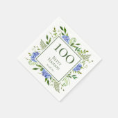 100. Geburtstag Blue Hydrangeas Serviette (Ecke)
