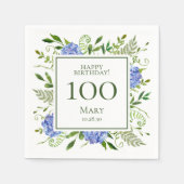 100. Geburtstag Blue Hydrangeas Serviette (Vorderseite)