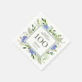 100. Geburtstag Blue Hydrangeas Serviette (Ecke)