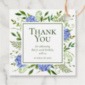 100. Geburtstag Blue Hydrangeas Vielen Dank Geschenkanhänger (Rückseite)