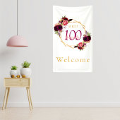 100. Geburtstag Blumenbordeauxrot Banner