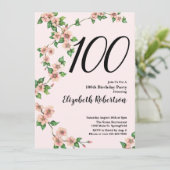 100. Geburtstag Blumenladen in Rosa Einladung (Stehend Vorderseite)