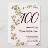 100. Geburtstag Blumenladen in Rosa Einladung (Vorderseite)