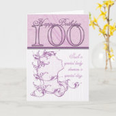 100. Geburtstag Cameo Card Rosa Karte (Gelbe Blume)