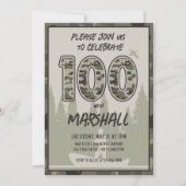 100. Geburtstag Camouflage Wald Wald Wald Einladung (Vorderseite)