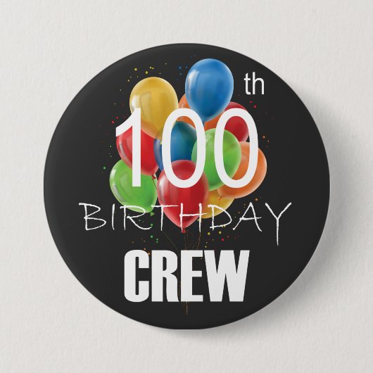 100. Geburtstag Crew 100 Party Crew Group Round Button (Vorderseite)