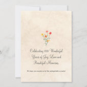 100. Geburtstag der Blume - Elegante Wildblumen Einladung (Rückseite)