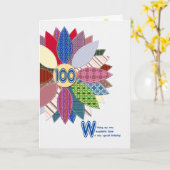 100. Geburtstag der Schwester, gesteppte Blume Karte (Gelbe Blume)