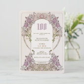 100. Geburtstag Einladung Art Nouveau W. Morris (Stehend Vorderseite)