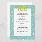 100. Geburtstag Einladung Confetti (Vorne/Hinten)