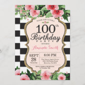 100. Geburtstag Einladung Frauen. Blanc (Vorne/Hinten)